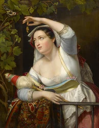 Ritratto di una giovane donna in una pergola di vite, 1851